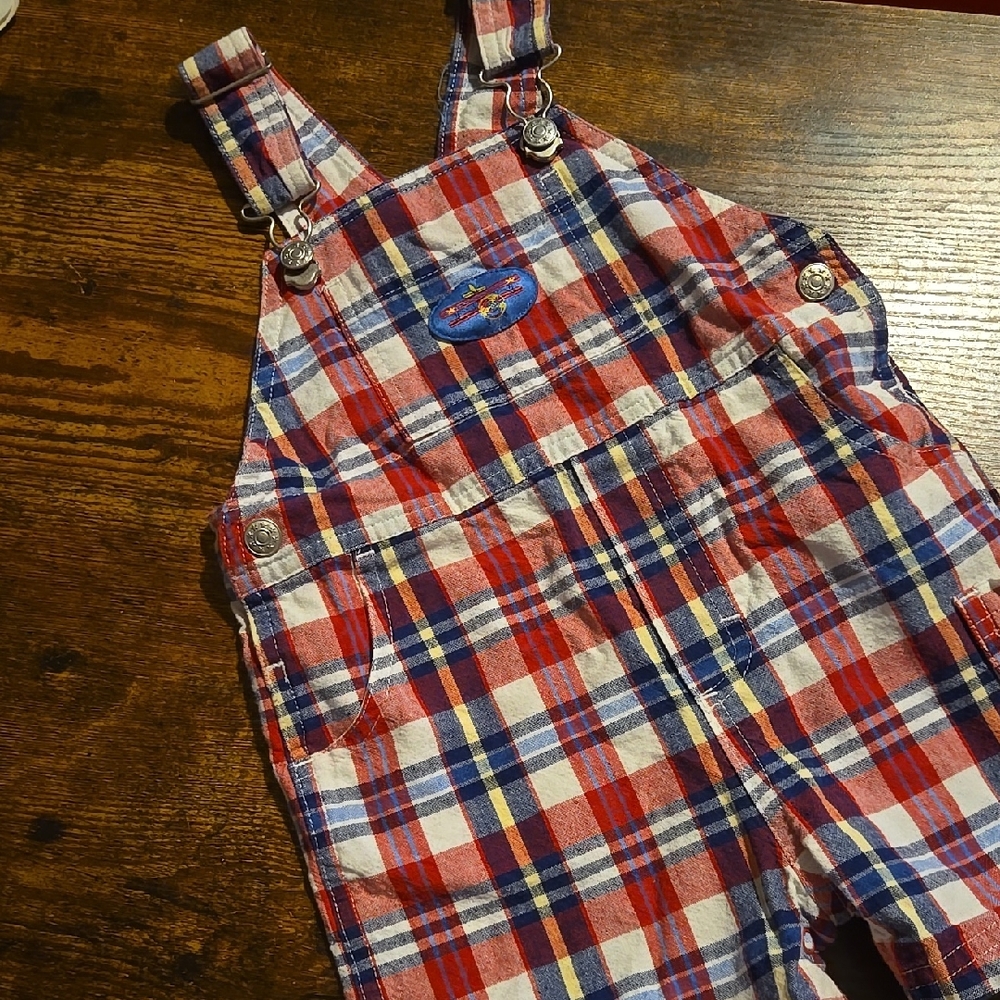 Classic Red and Blue Plaid Overalls